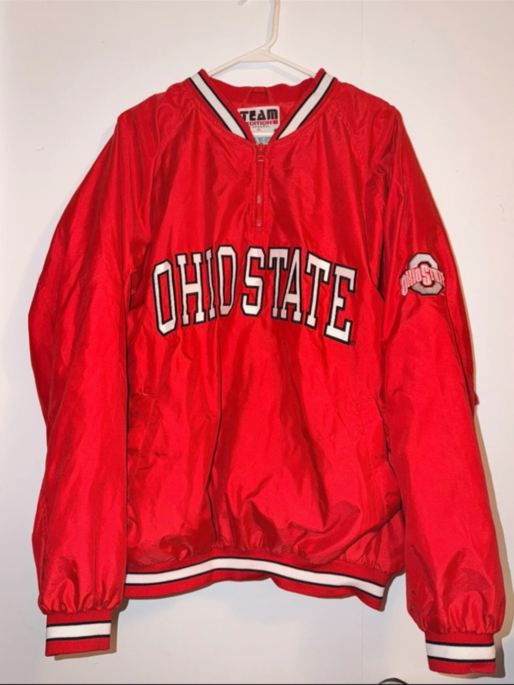 NFL Red Ohio State Half-Zip Pullover Sweater